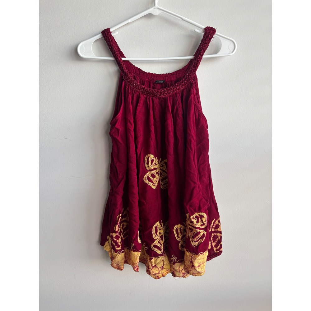 Jackpot Burgundy Batik Butterfly Tank‎ Top Women One Size